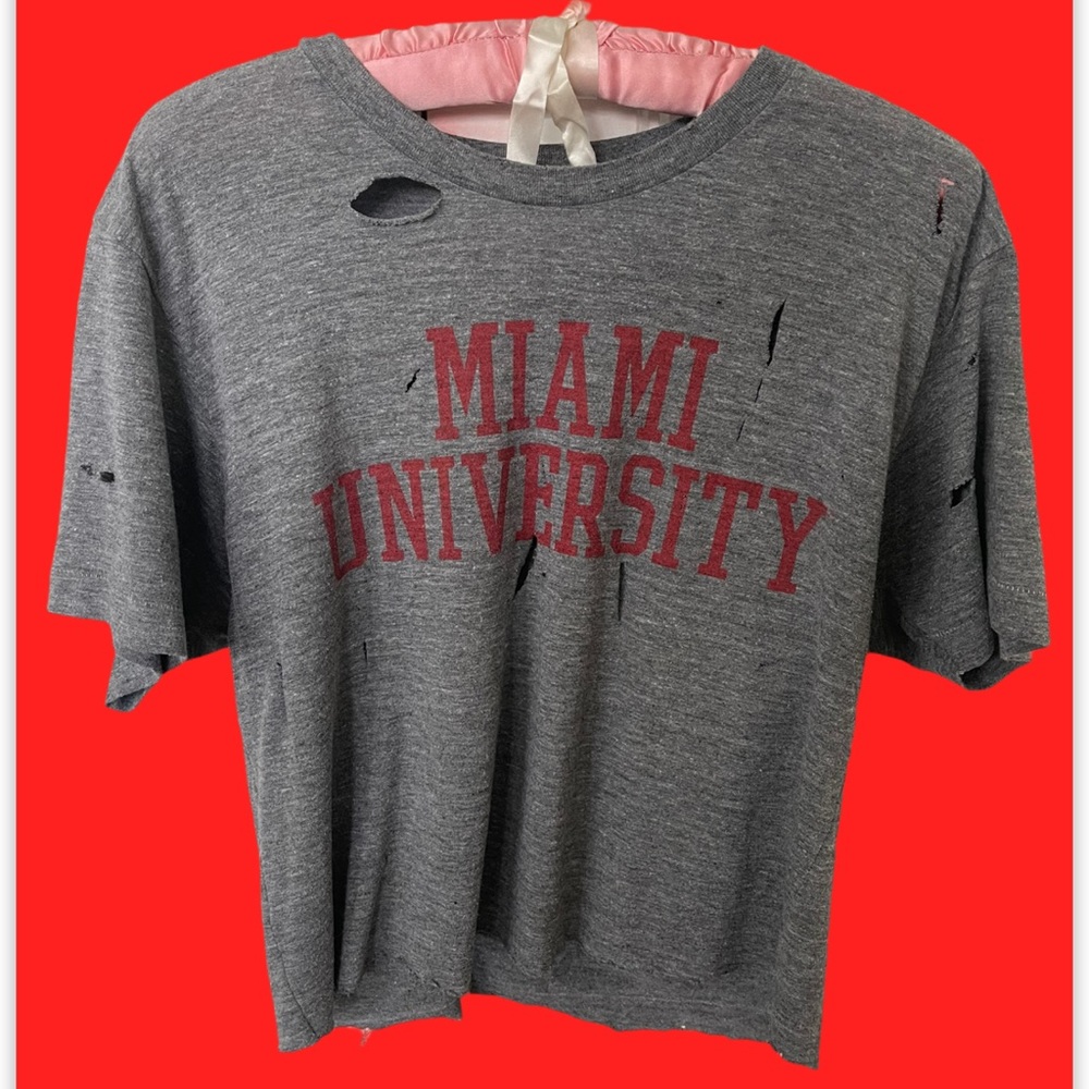 gray distressed miami university tee shirt ohio